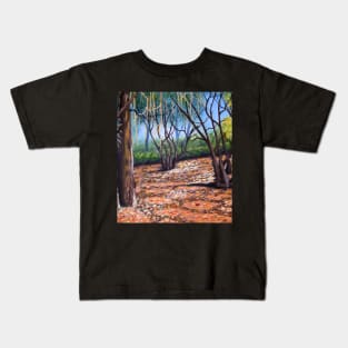 Walking in the Woods, original Acrylic artwork on board Kids T-Shirt